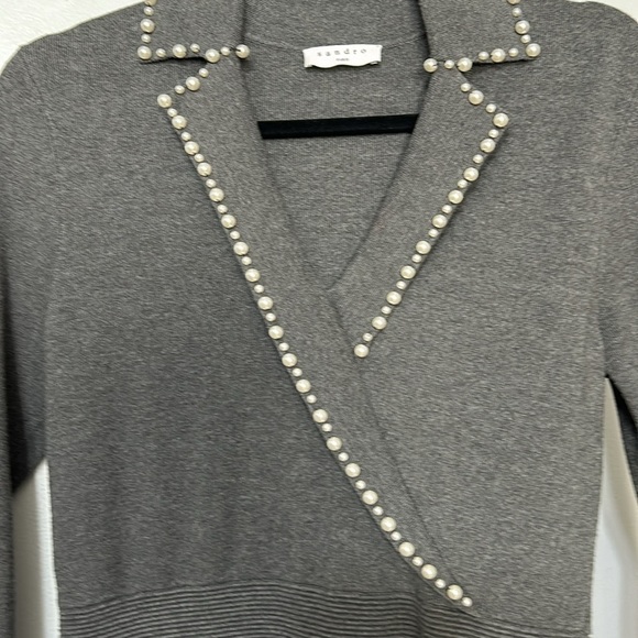 Sandro Gray  Suity Knit Dress size 8 (Sandro size 40) - Picture 5 of 7